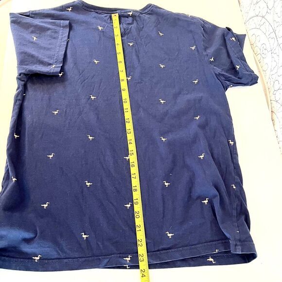 Denim &‎ Flower Short Sleeve T-Shirt Ricky Singh Navy Blue Birds Print M - Picture 10 of 10